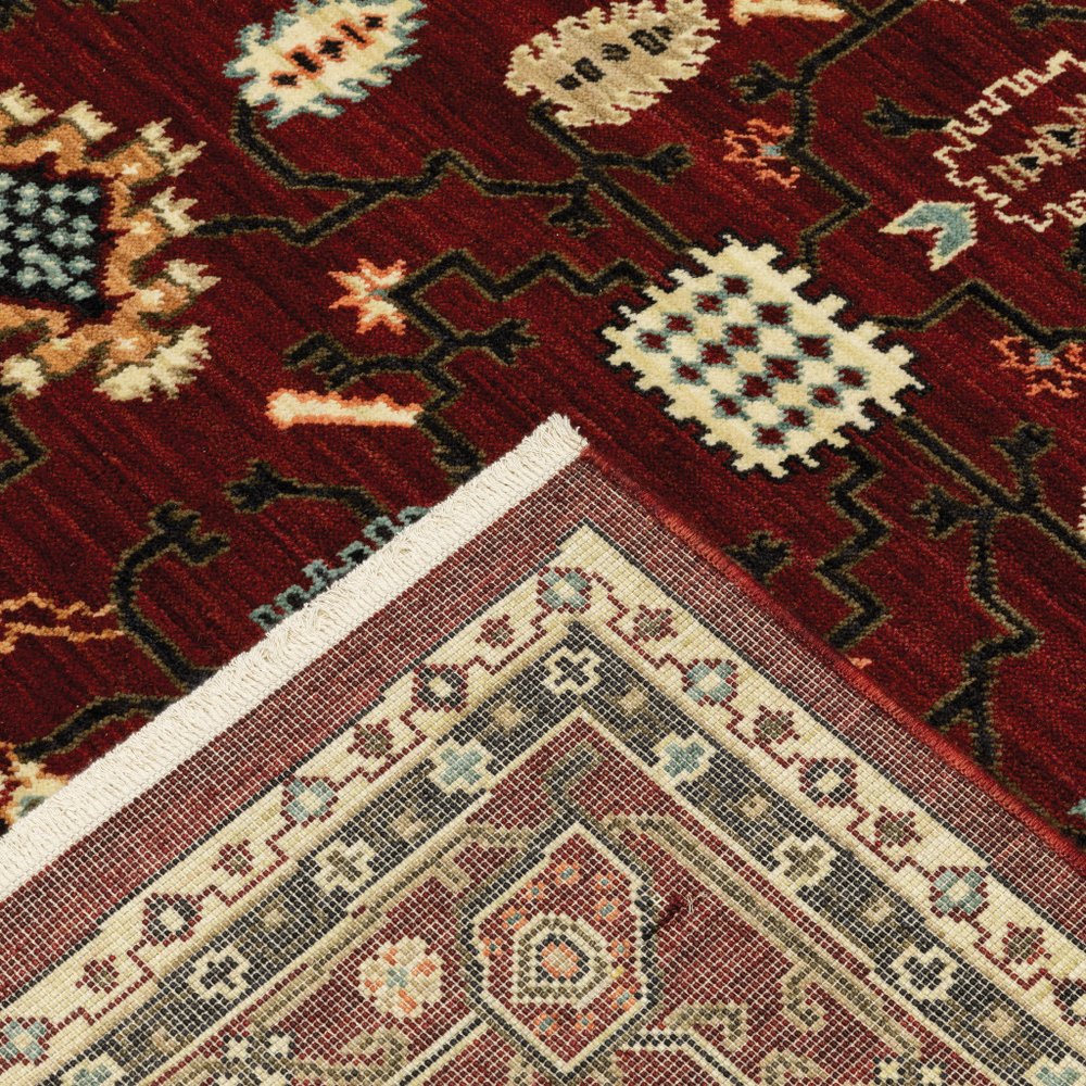 12' Red And Ivory Genuine Wool Oriental Runner Rug With Fringe