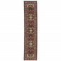 12' Blue And Red Genuine Wool Oriental Runner Rug With Fringe