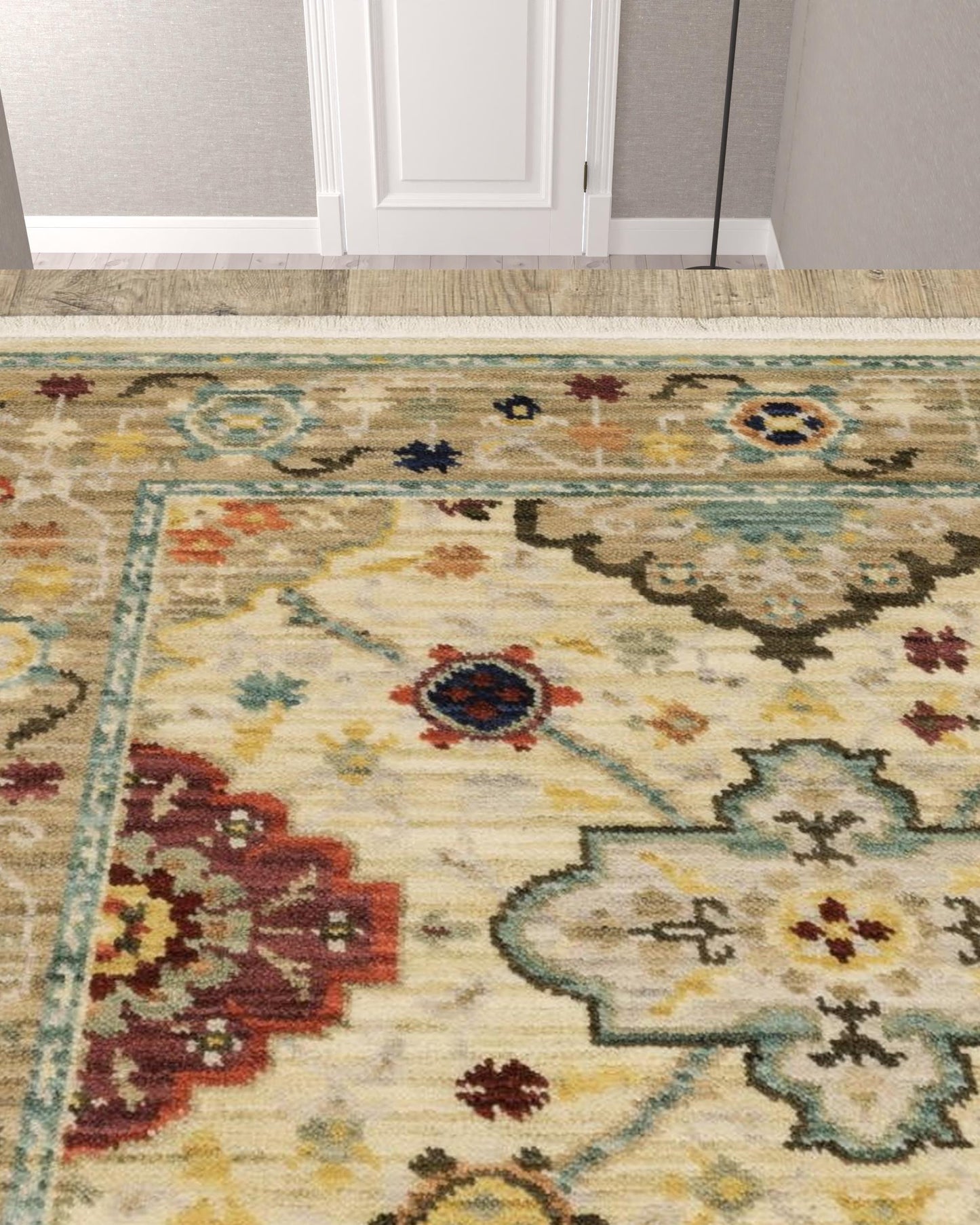 2' X 10' Beige And Ivory Oriental Power Loom Runner Rug With Fringe