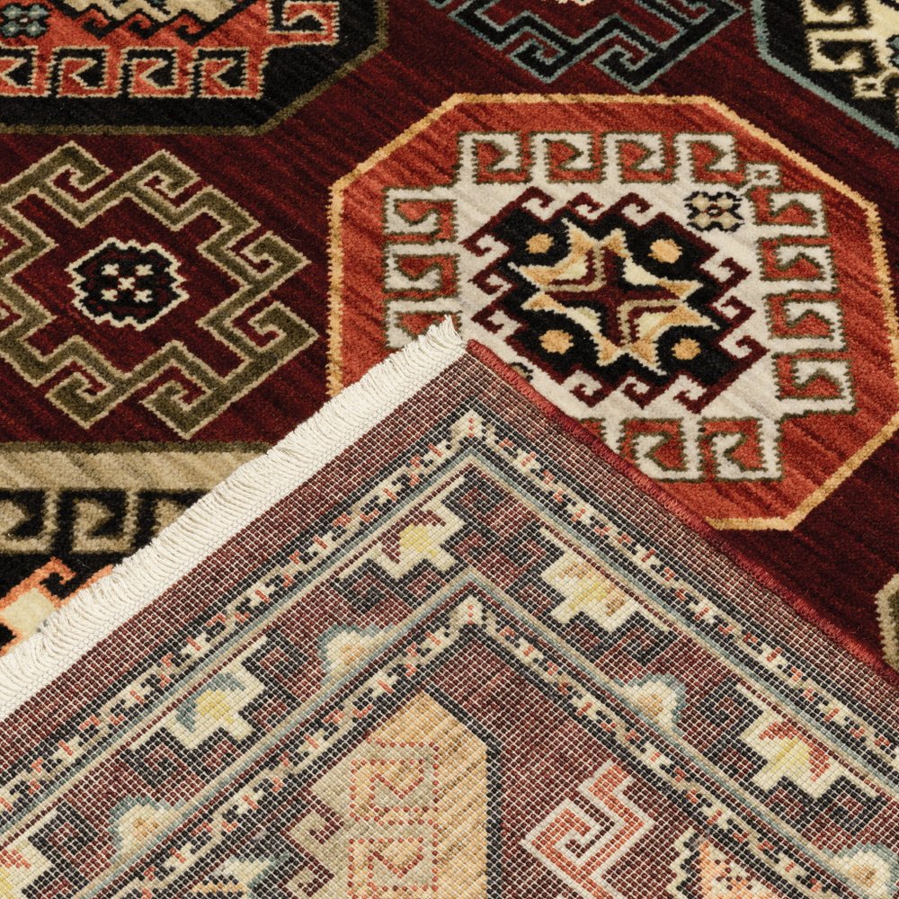 12' Red And Ivory Genuine Wool Oriental Runner Rug With Fringe