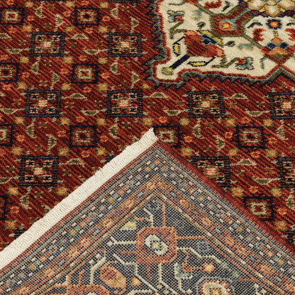 12' Blue And Red Genuine Wool Oriental Runner Rug With Fringe