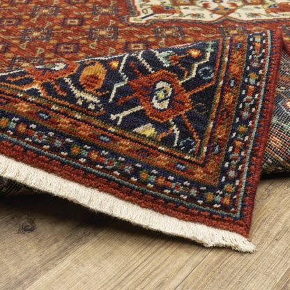 12' Blue And Red Genuine Wool Oriental Runner Rug With Fringe