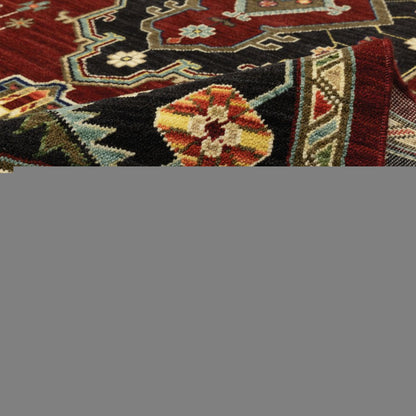 12' Red And Black Oriental Power Loom Runner Rug With Fringe