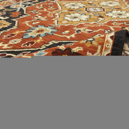 12' Red And Black Oriental Power Loom Runner Rug With Fringe