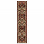 2' X 10' Red And Ivory Oriental Power Loom Runner Rug With Fringe