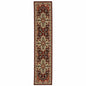 12' Red And Ivory Genuine Wool Oriental Runner Rug With Fringe