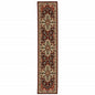 12' Red And Ivory Genuine Wool Oriental Runner Rug With Fringe