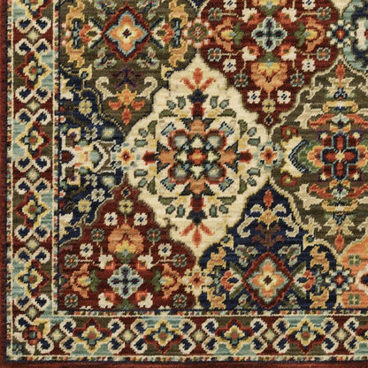 12' Red And Ivory Genuine Wool Oriental Runner Rug With Fringe