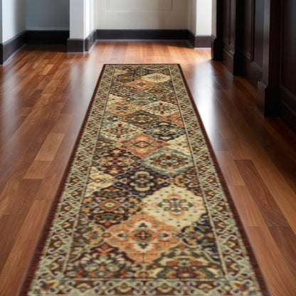 12' Red And Ivory Genuine Wool Oriental Runner Rug With Fringe