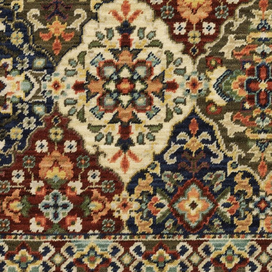12' Red And Ivory Genuine Wool Oriental Runner Rug With Fringe