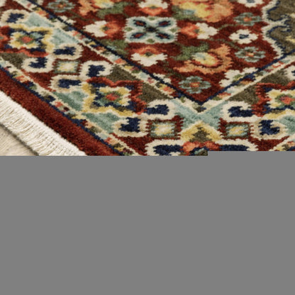 12' Red And Ivory Genuine Wool Oriental Runner Rug With Fringe
