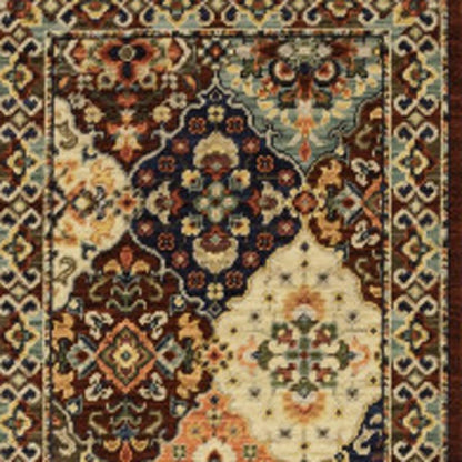 12' Red And Ivory Genuine Wool Oriental Runner Rug With Fringe