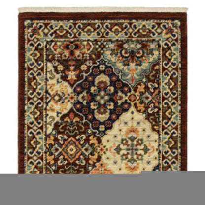 12' Red And Ivory Genuine Wool Oriental Runner Rug With Fringe