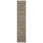 12' Gray And Ivory Genuine Wool Oriental Runner Rug With Fringe