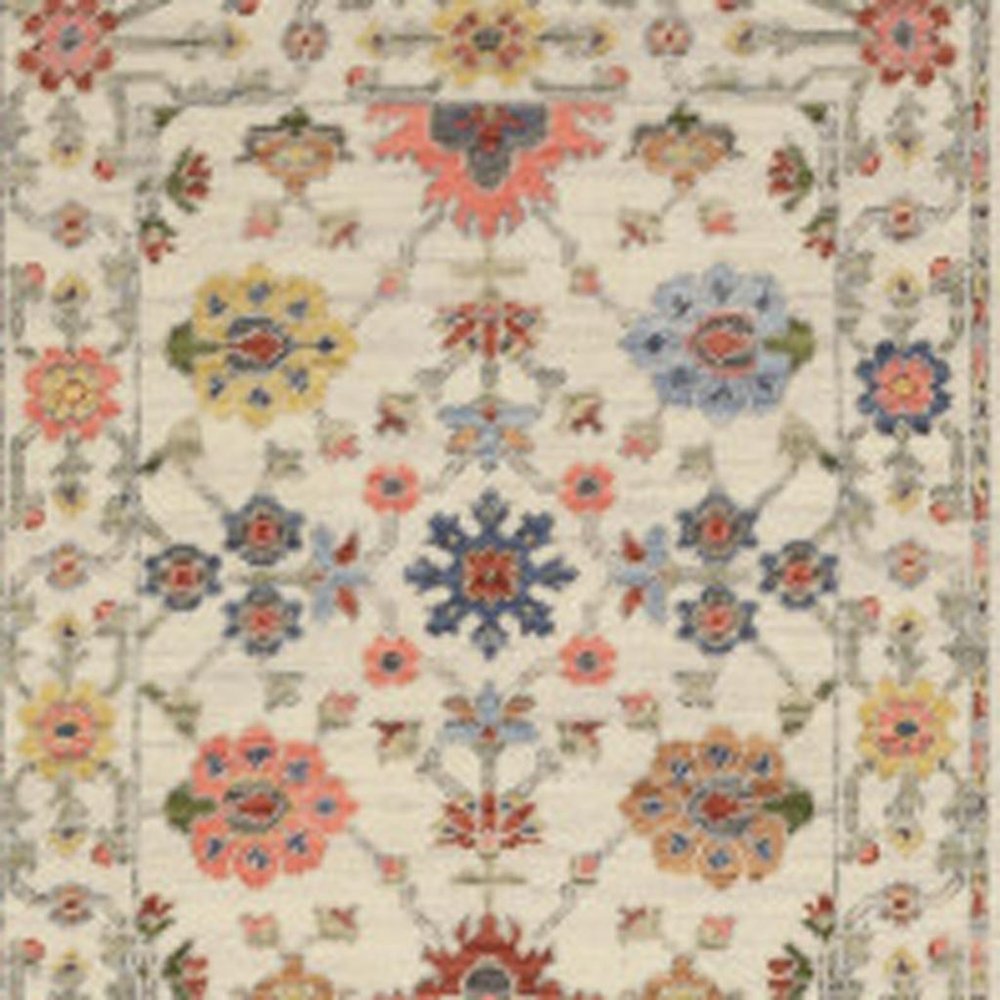 12' Orange And Ivory Genuine Wool Oriental Runner Rug With Fringe