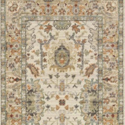 12' Gray And Ivory Genuine Wool Oriental Runner Rug With Fringe