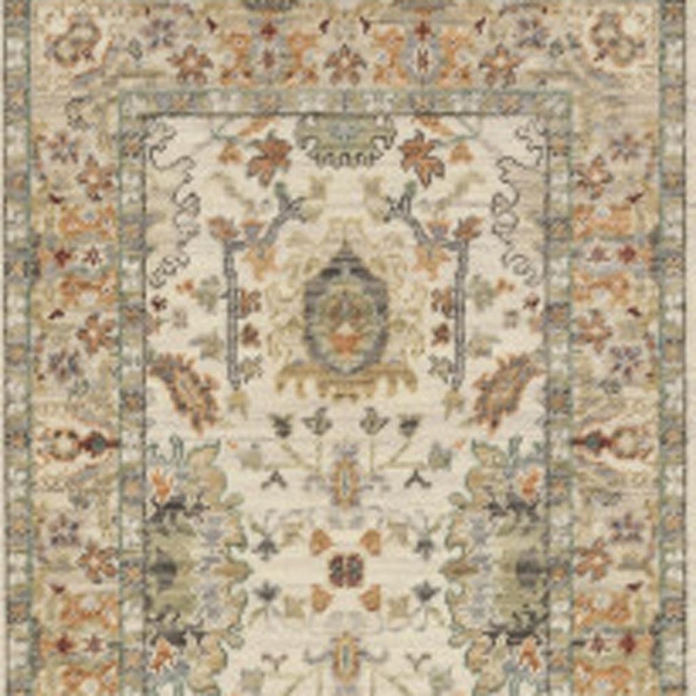 12' Gray And Ivory Genuine Wool Oriental Runner Rug With Fringe