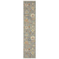 12' Gray And Ivory Genuine Wool Oriental Runner Rug With Fringe
