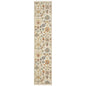 12' Blue And Ivory Genuine Wool Oriental Runner Rug With Fringe