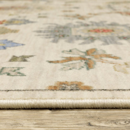 12' Blue And Ivory Genuine Wool Oriental Runner Rug With Fringe