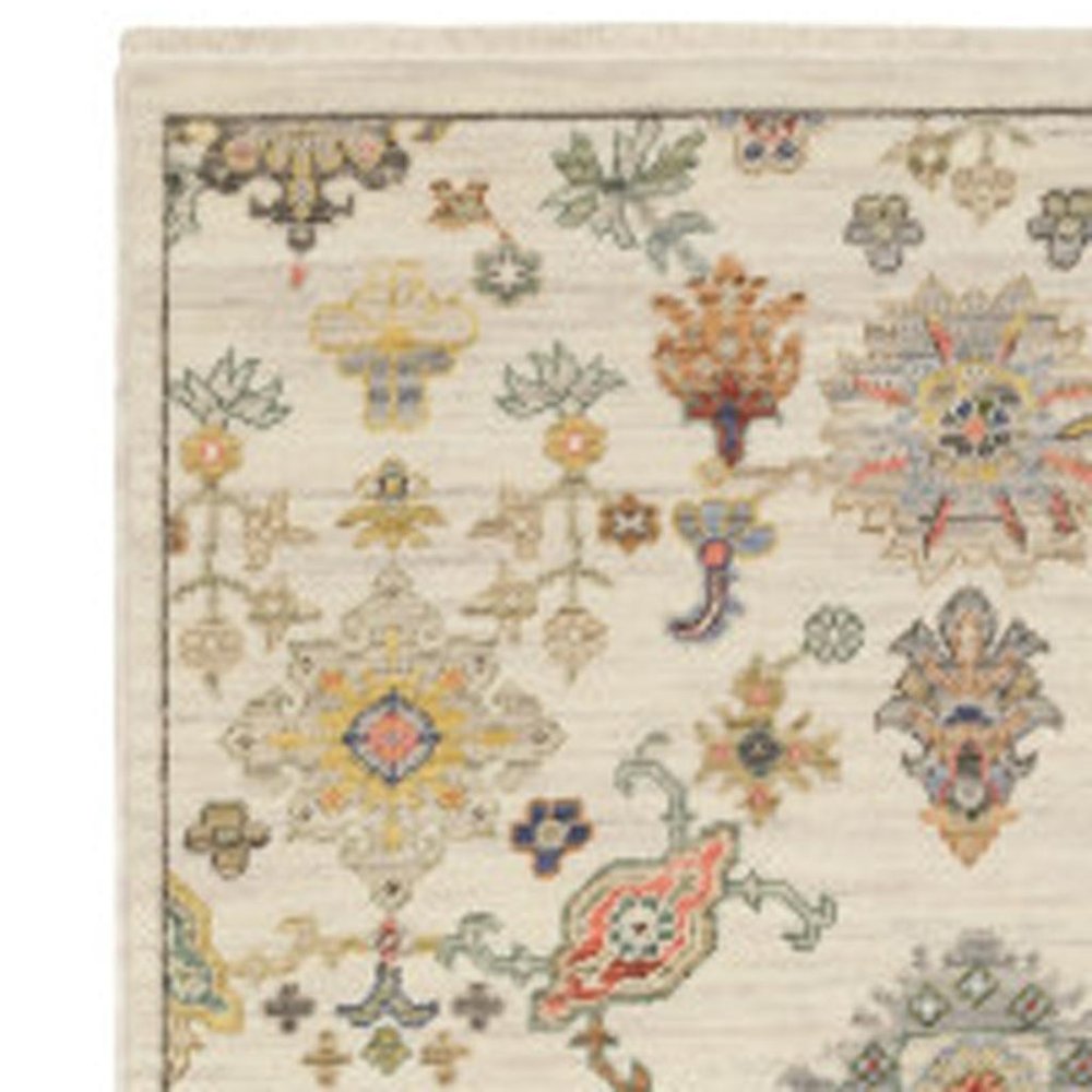 12' Blue And Ivory Genuine Wool Oriental Runner Rug With Fringe