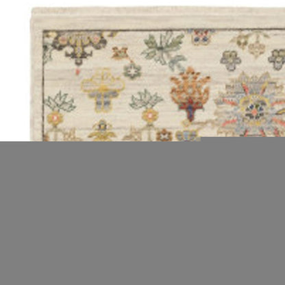 12' Blue And Ivory Genuine Wool Oriental Runner Rug With Fringe