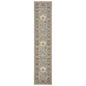 12' Blue And Gray Genuine Wool Oriental Runner Rug With Fringe