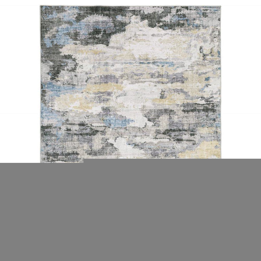 2' X 3' Ivory And Gray Abstract Distressed Area Rug