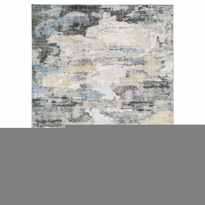 2' X 3' Ivory And Gray Abstract Distressed Area Rug