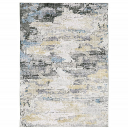 2' X 3' Ivory And Gray Abstract Distressed Area Rug
