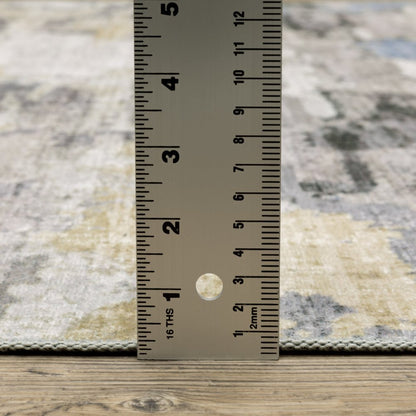 2' X 3' Ivory And Gray Abstract Distressed Area Rug