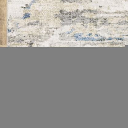 2' X 8' Gray And Ivory Abstract Printed Stain Resistant Non Skid Runner Rug