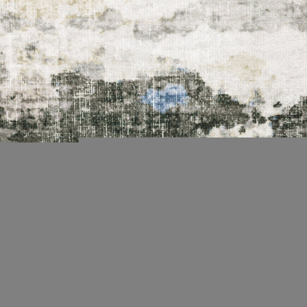 5' X 7' Gray And Ivory Abstract Printed Stain Resistant Non Skid Area Rug