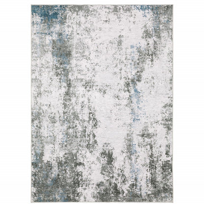 2' X 3' Gray And Ivory Abstract Printed Stain Resistant Non Skid Area Rug