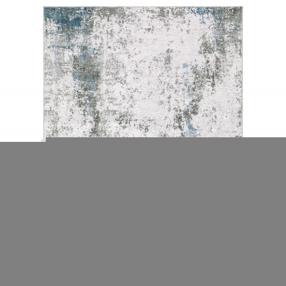 2' X 3' Gray And Ivory Abstract Printed Stain Resistant Non Skid Area Rug