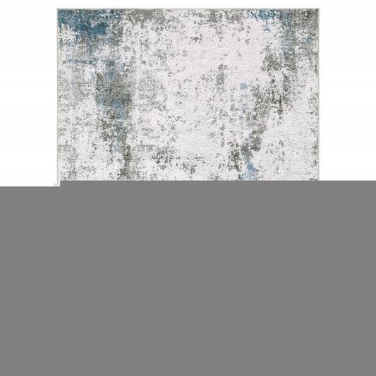 2' X 3' Gray And Ivory Abstract Printed Stain Resistant Non Skid Area Rug