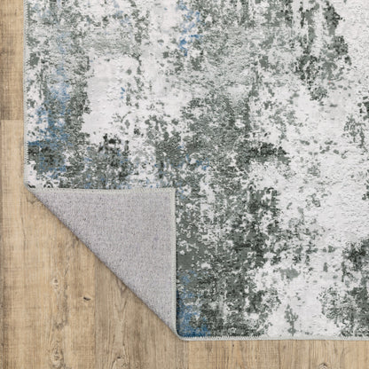 2' X 3' Gray And Ivory Abstract Printed Stain Resistant Non Skid Area Rug