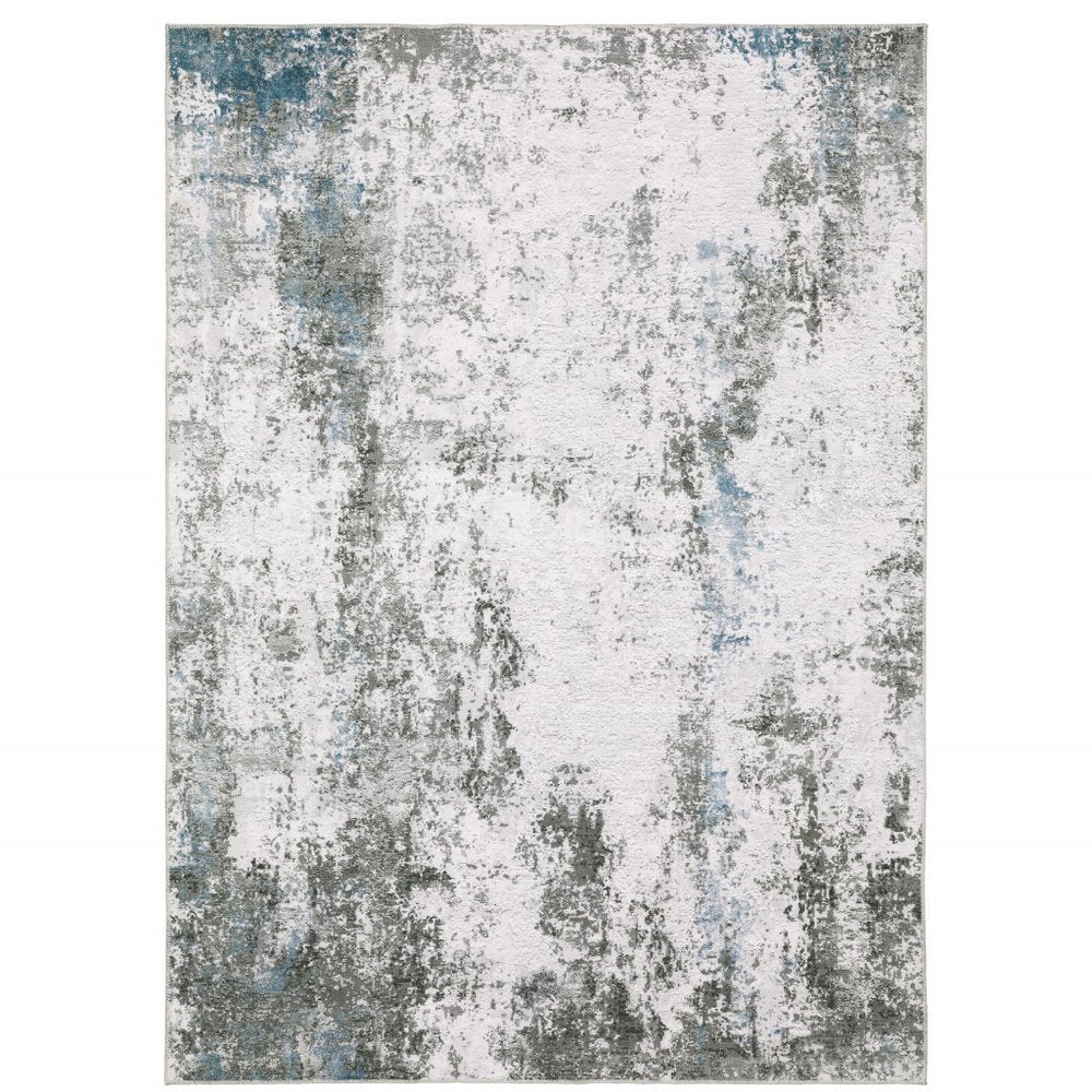 4' X 6' Silver and Gray Abstract Non Skid Area Rug