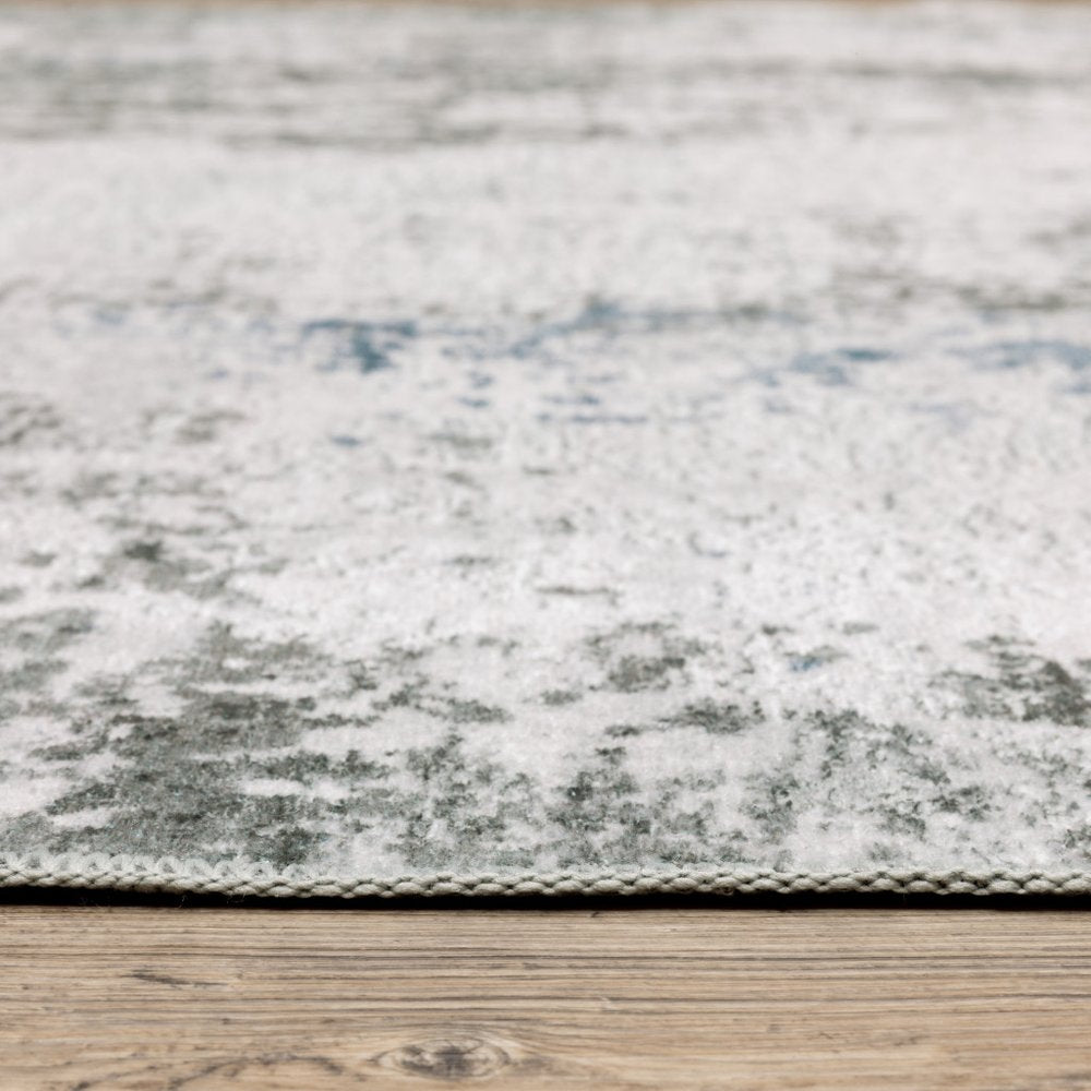 4' X 6' Silver and Gray Abstract Non Skid Area Rug