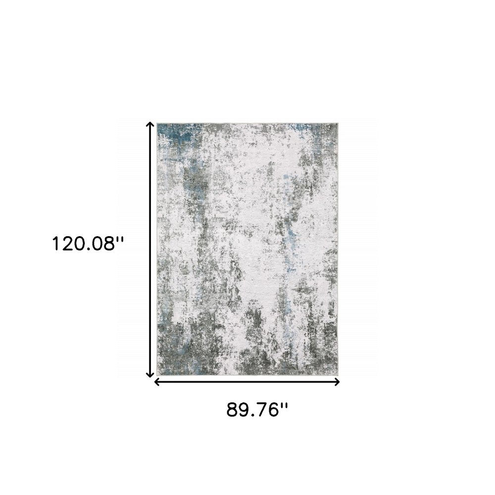 8' X 10' Silver and Gray Abstract Non Skid Area Rug