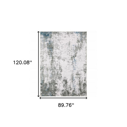 8' X 10' Silver and Gray Abstract Non Skid Area Rug