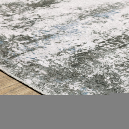 8' X 10' Silver and Gray Abstract Non Skid Area Rug