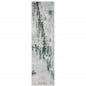 2' X 8' Silver Grey Teal Blue And Charcoal Abstract Printed Stain Resistant Non Skid Runner Rug