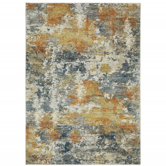 4' X 6' Teal Blue Abstract Non Skid Area Rug
