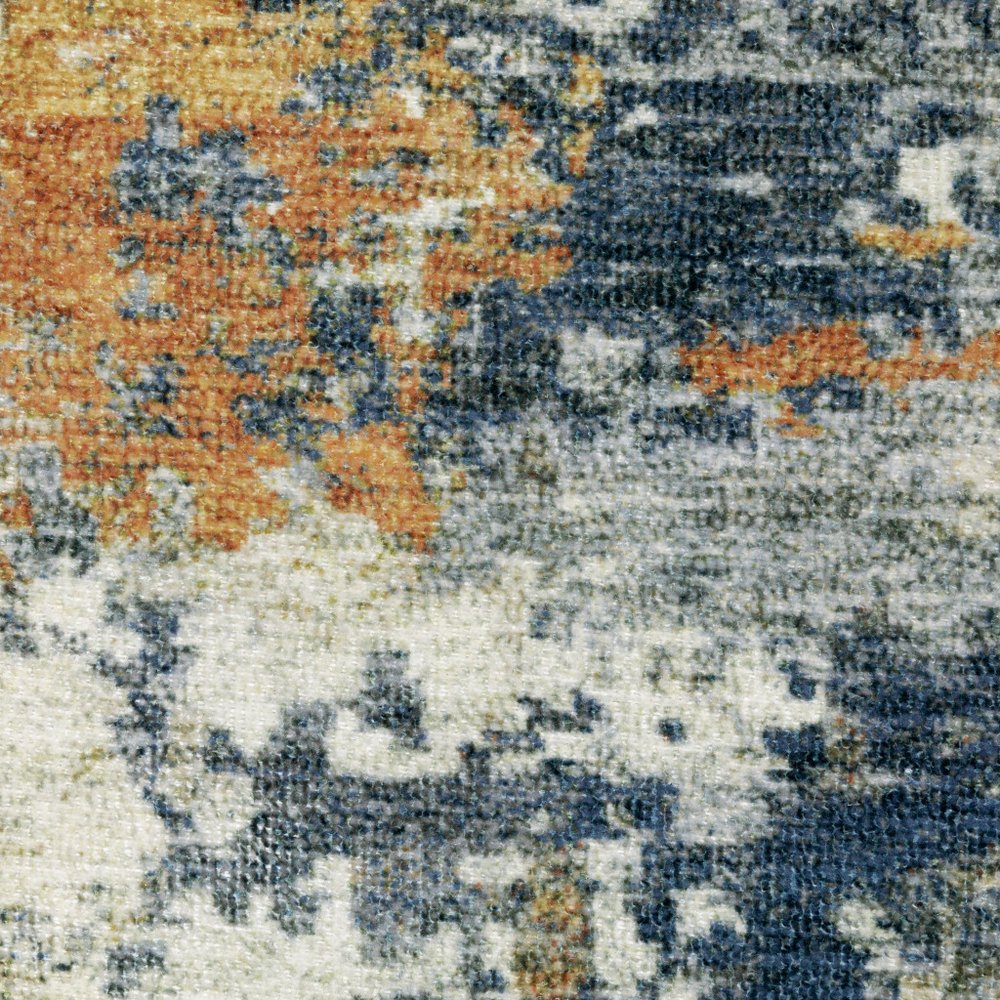 4' X 6' Teal Blue Abstract Non Skid Area Rug