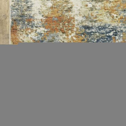 8' X 10' Teal Blue Abstract Non Skid Area Rug