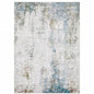 2' X 3' Ivory And Blue Abstract Printed Stain Resistant Non Skid Area Rug