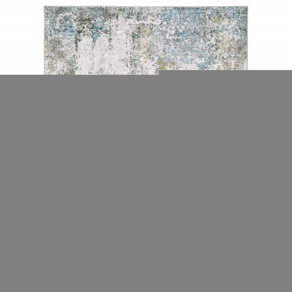 8' X 10' Ivory and Blue Abstract Non Skid Area Rug