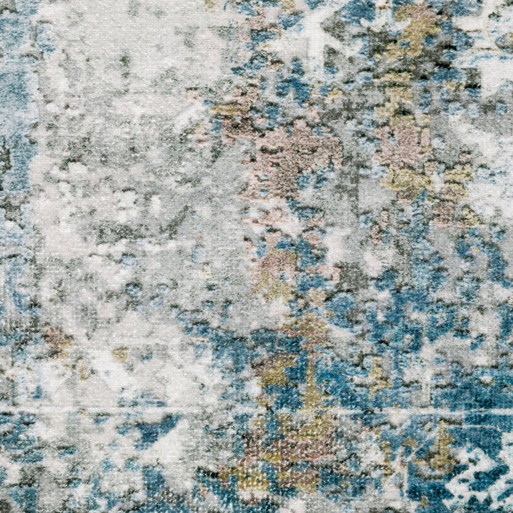 8' X 10' Ivory and Blue Abstract Non Skid Area Rug