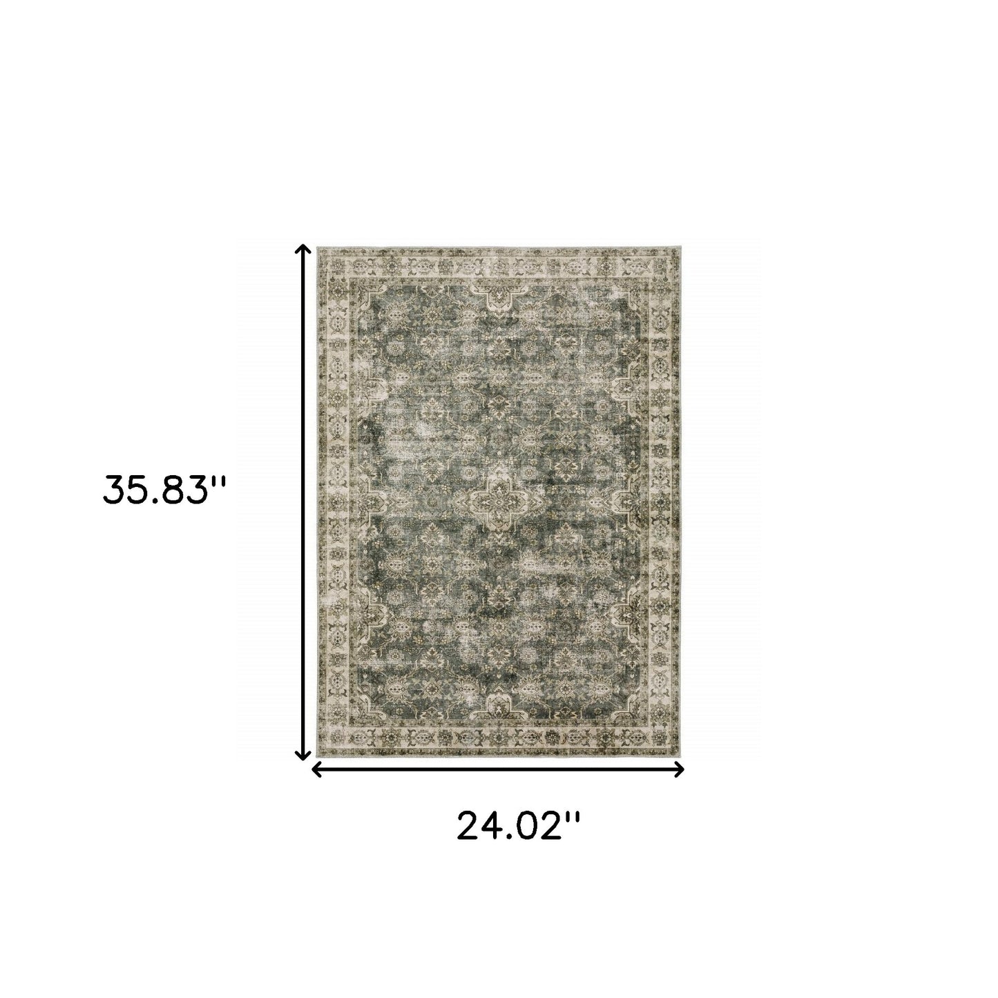 2' X 3' Ivory And Blue Oriental Printed Stain Resistant Non Skid Area Rug